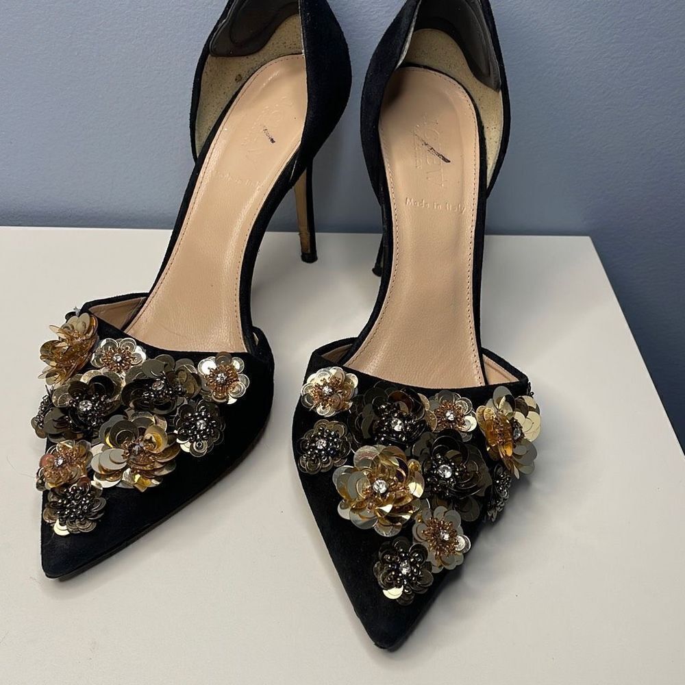 J.Crew Collection Elsie Floral Sequin D’Orsay Pumps 8.5 Made in Italy